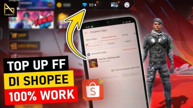 cara top up free fire di shopee
